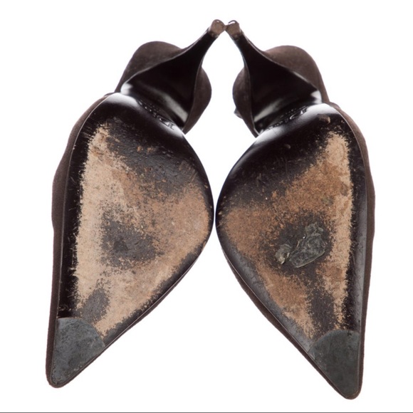 MISSDIOR Slingback 9 Marron Moyen Pumps Brown Suede Pointed Toe Size 36.5 - Picture 8 of 11